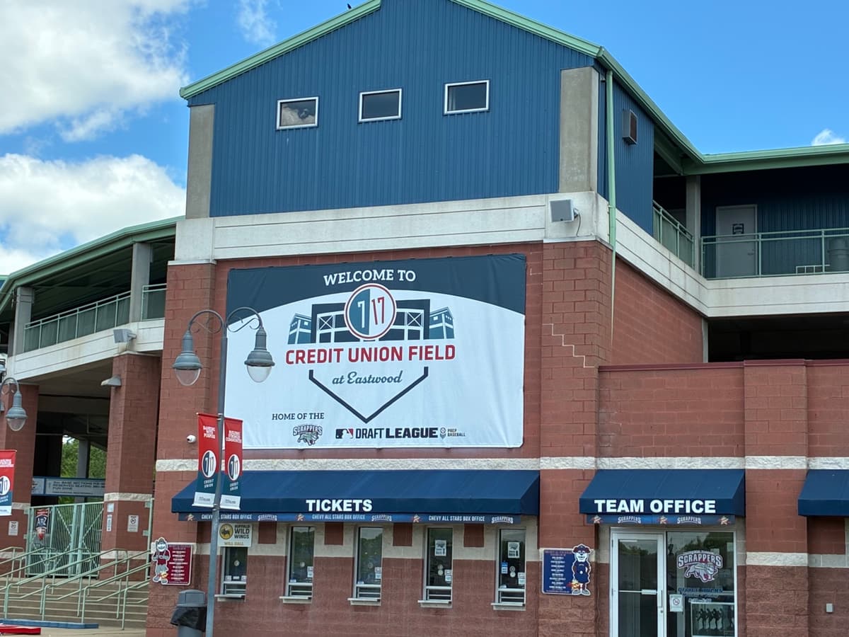 The entrance to Eastwood Field, home of the Mahoning Valley Scrappers