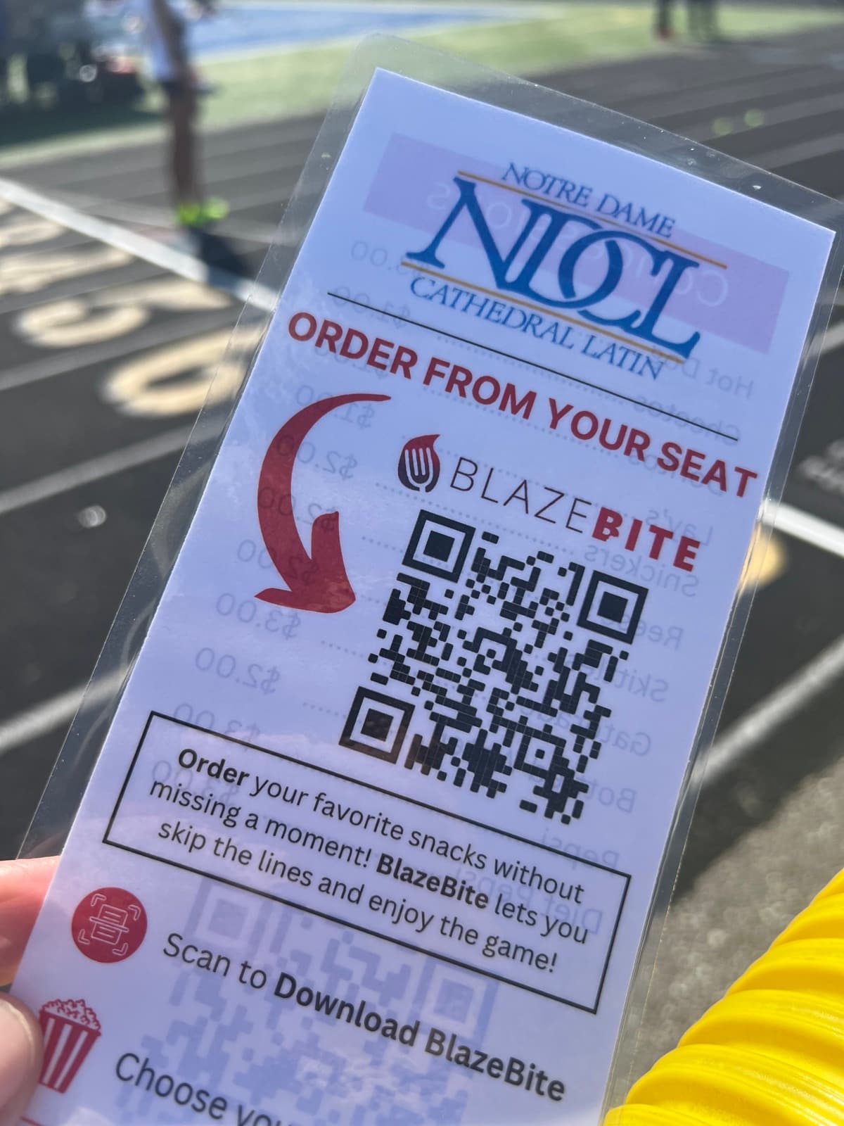 An Order From Your Seat card with a BlazeBite QR code
